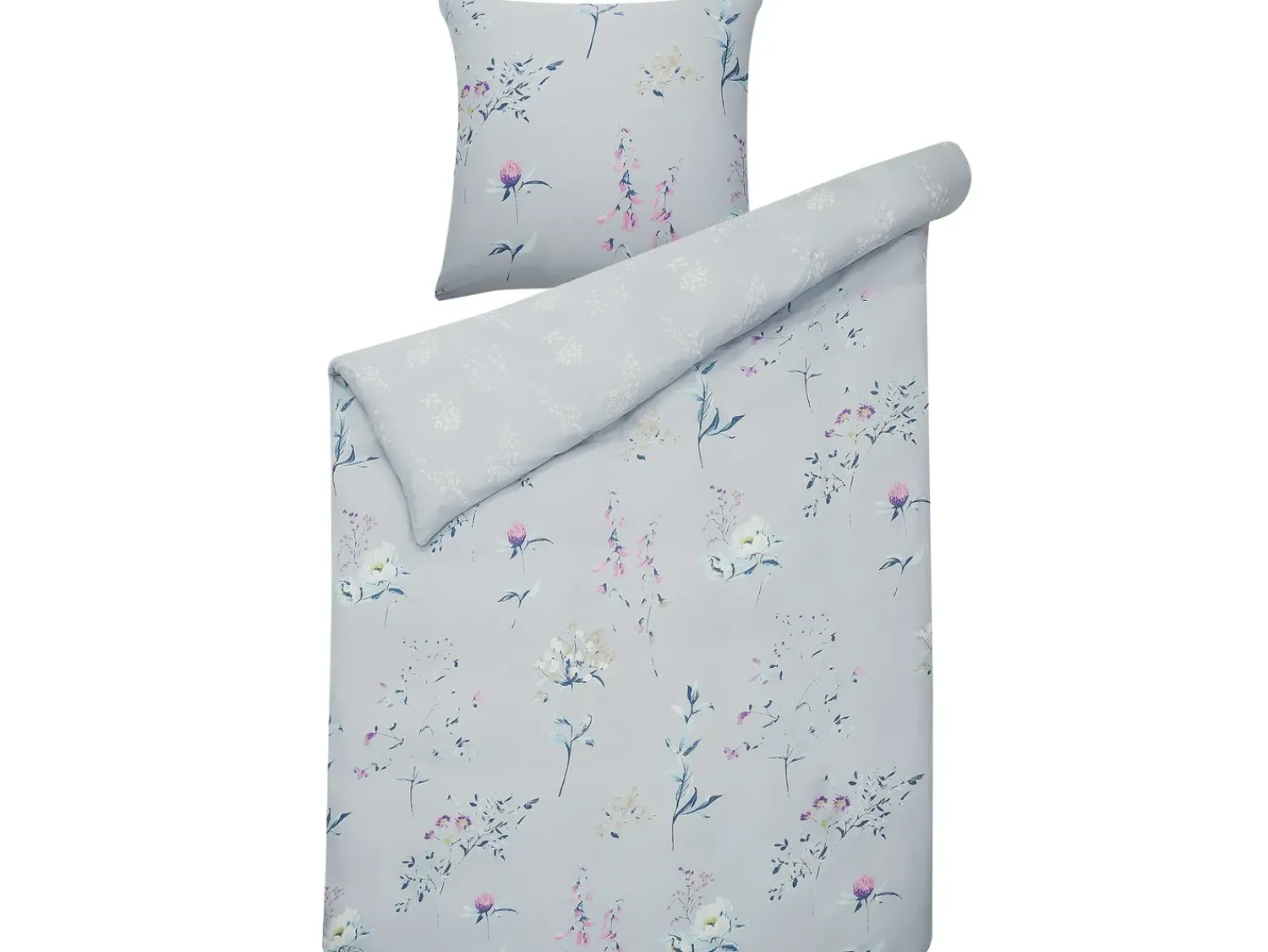 Outlet Beliani Set Copripiumino EVERGREEN Raso di Cotone Azzurro Blu