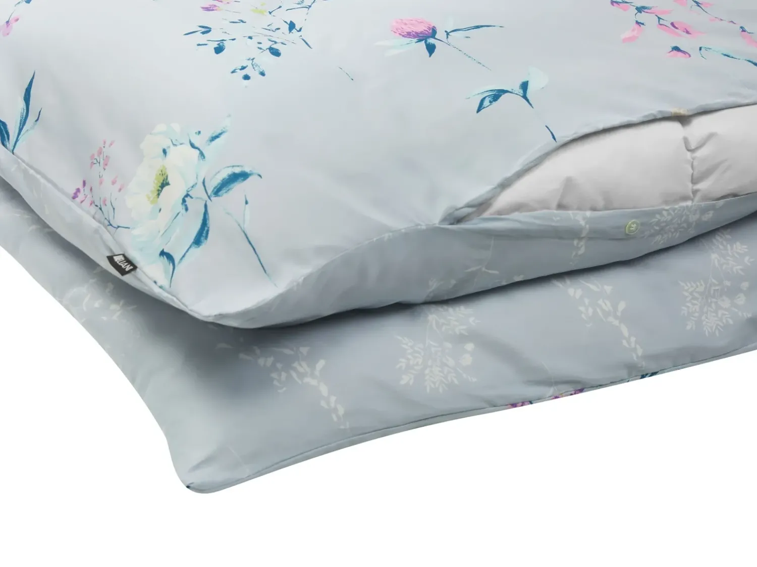 Outlet Beliani Set Copripiumino EVERGREEN Raso di Cotone Azzurro Blu