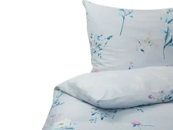 Outlet Beliani Set Copripiumino EVERGREEN Raso di Cotone Azzurro Blu