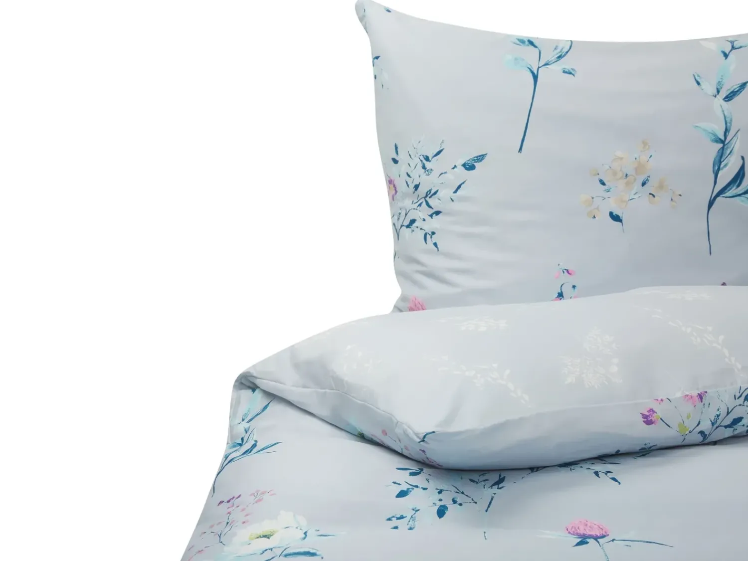 Outlet Beliani Set Copripiumino EVERGREEN Raso di Cotone Azzurro Blu