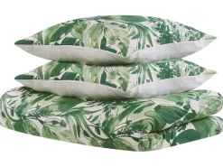 Online Beliani Set Copripiumino GREENWOOD Raso di Cotone Verde Bianco Verde