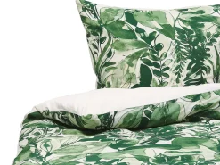 Online Beliani Set Copripiumino GREENWOOD Raso di Cotone Verde Bianco Verde