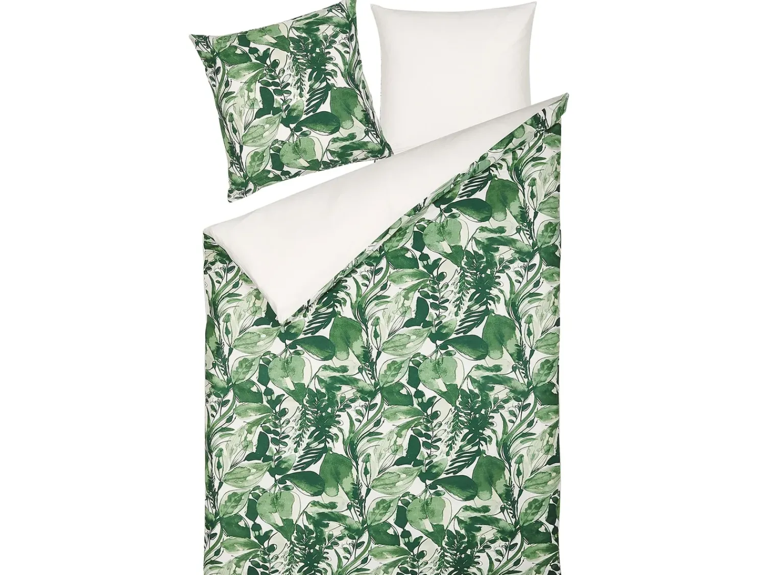 Discount Beliani Set Copripiumino GREENWOOD Raso di Cotone Verde Bianco Verde