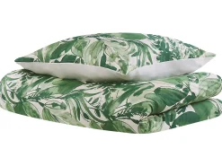 Discount Beliani Set Copripiumino GREENWOOD Raso di Cotone Verde Bianco Verde
