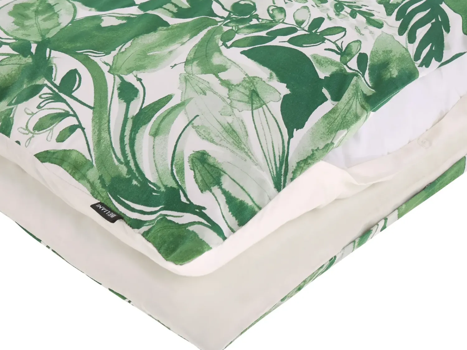 Discount Beliani Set Copripiumino GREENWOOD Raso di Cotone Verde Bianco Verde