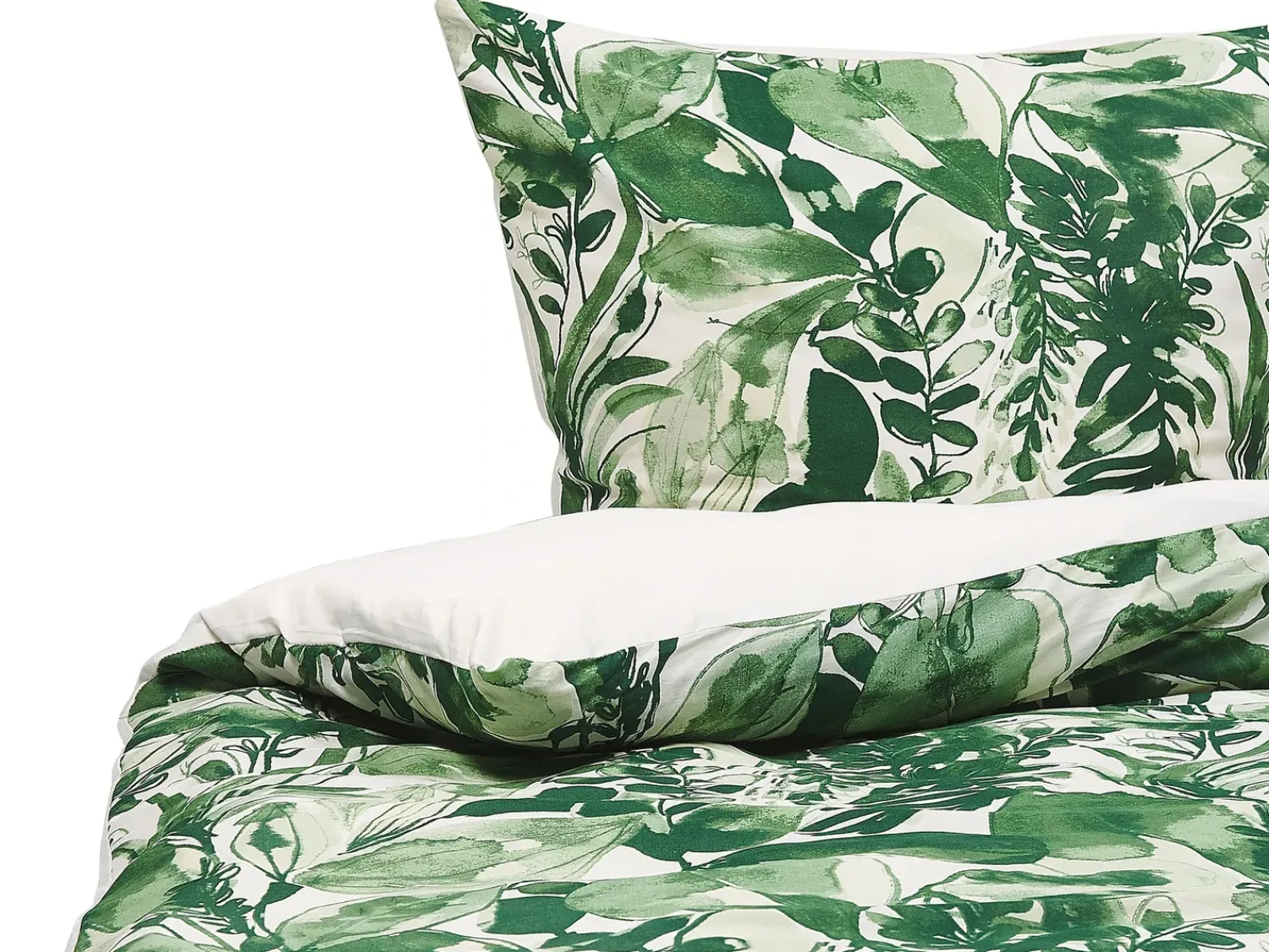 Discount Beliani Set Copripiumino GREENWOOD Raso di Cotone Verde Bianco Verde