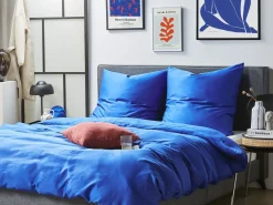 New Beliani Set Copripiumino HARMONRIDGE Raso di Cotone scuro Blu