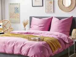 Hot Beliani Set Copripiumino HARMONRIDGE Raso di Cotone Rosa