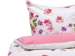 Sale Beliani Set Copripiumino LARYNHILL Raso di Cotone Rosa Bianco Rosa Verde Viola
