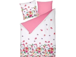 Discount Beliani Set Copripiumino LARYNHILL Raso di Cotone Rosa Bianco Rosa Verde Viola