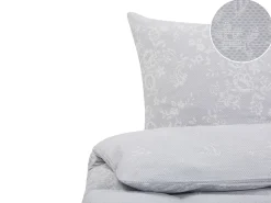 Outlet Beliani Set Copripiumino MORNINGSIDE Raso di Cotone Grigio Bianco Grigio