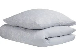 Outlet Beliani Set Copripiumino MORNINGSIDE Raso di Cotone Grigio Bianco Grigio
