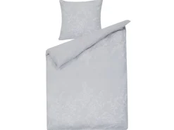 Outlet Beliani Set Copripiumino MORNINGSIDE Raso di Cotone Grigio Bianco Grigio