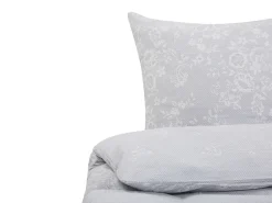 Outlet Beliani Set Copripiumino MORNINGSIDE Raso di Cotone Grigio Bianco Grigio
