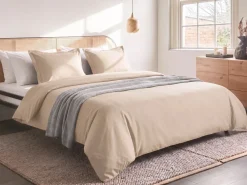 Discount Beliani Set Copripiumino PARKROSE Raso di Cotone Beige