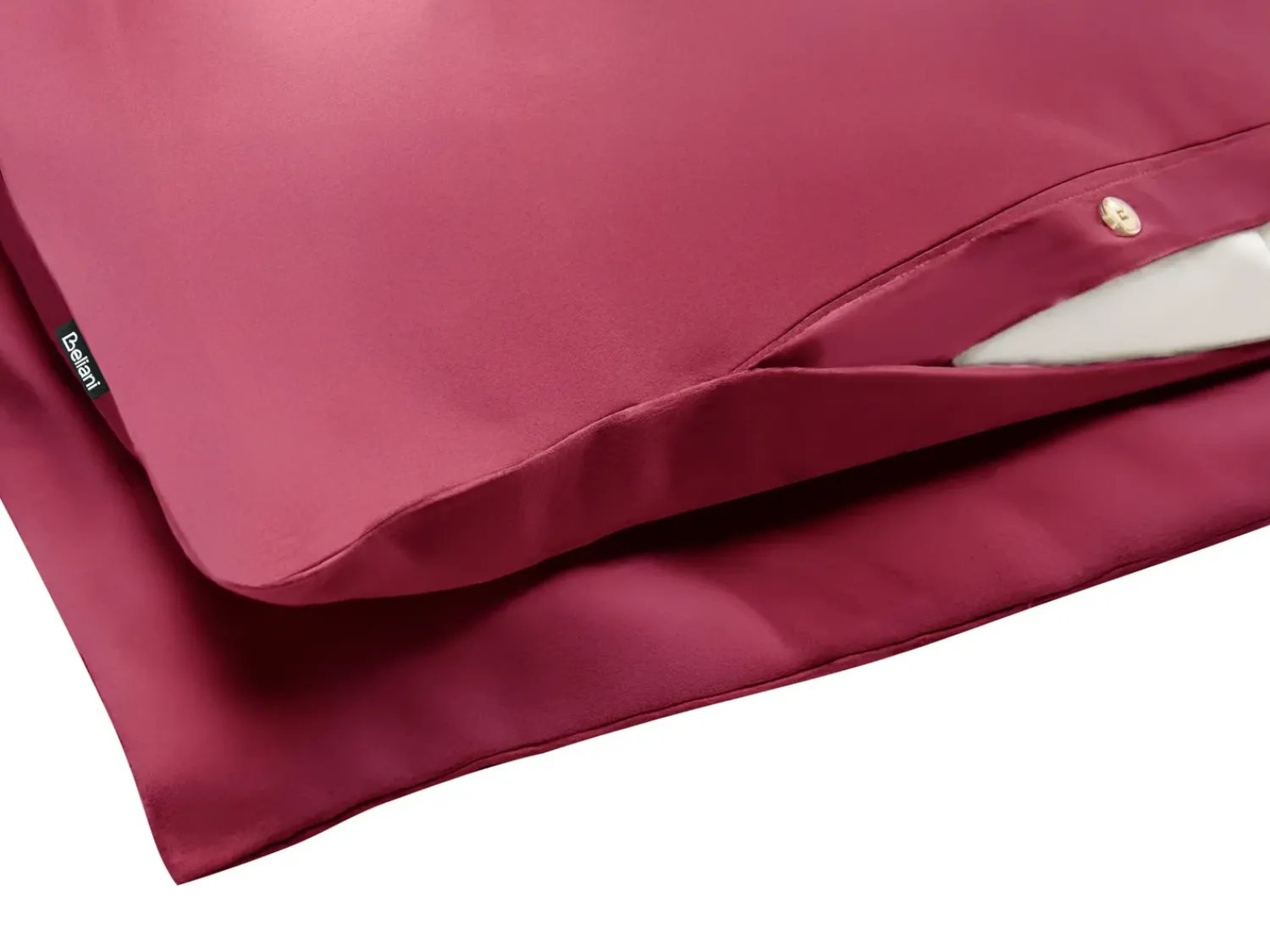 Discount Beliani Set Copripiumino PARKROSE Raso di Cotone Bordeaux Rosso