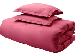 Discount Beliani Set Copripiumino PARKROSE Raso di Cotone Bordeaux Rosso