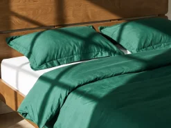 Clearance Beliani Set Copripiumino PARKROSE Raso di Cotone Verde