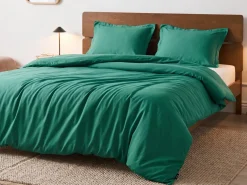 Clearance Beliani Set Copripiumino PARKROSE Raso di Cotone Verde