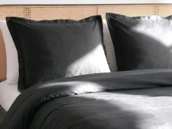 Discount Beliani Set Copripiumino PARKROSE Raso di Cotone Nero