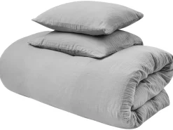 Online Beliani Set Copripiumino SUMNER Mussola di cotone chiaro Grigio
