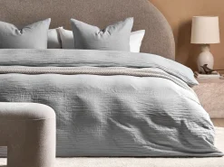 Online Beliani Set Copripiumino SUMNER Mussola di cotone chiaro Grigio
