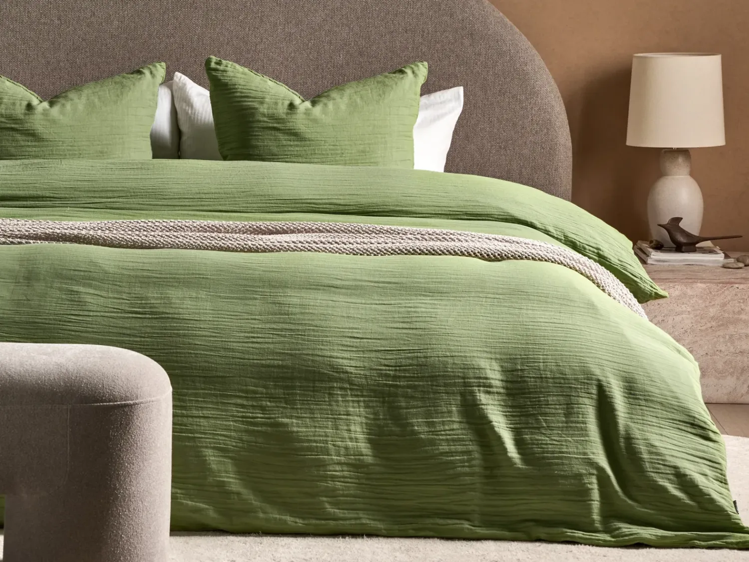 New Beliani Set Copripiumino SUMNER Mussola di cotone Verde