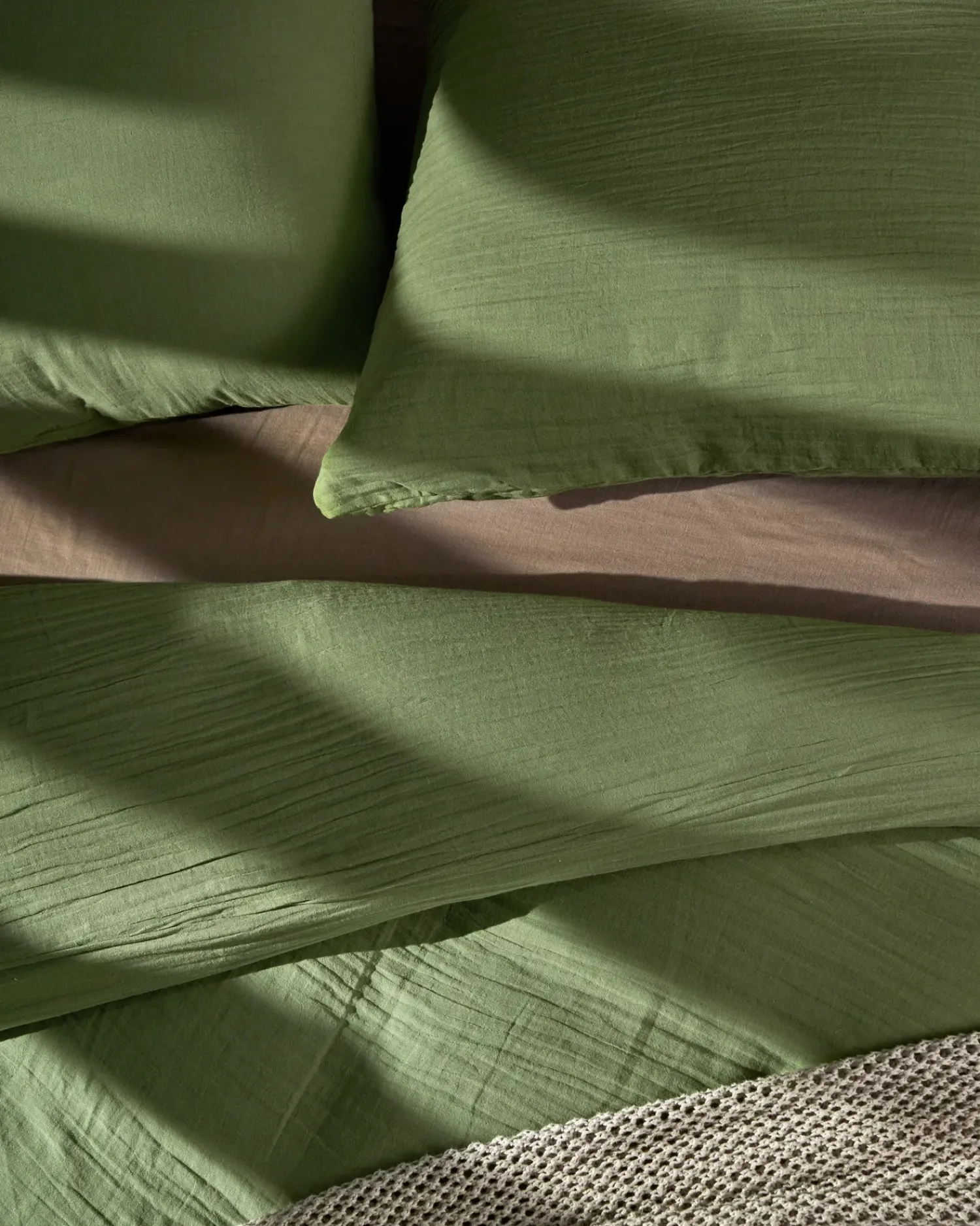 New Beliani Set Copripiumino SUMNER Mussola di cotone Verde