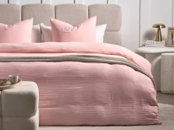 Discount Beliani Set Copripiumino SUMNER Mussola di cotone pastello Rosa