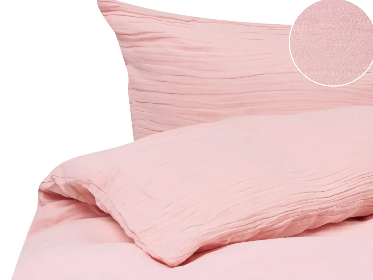 Discount Beliani Set Copripiumino SUMNER Mussola di cotone pastello Rosa