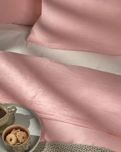 Discount Beliani Set Copripiumino SUMNER Mussola di cotone pastello Rosa