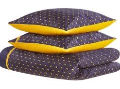 Best Beliani Set Copripiumino WALLINGFORD Raso di Cotone Blu Giallo Blu Viola