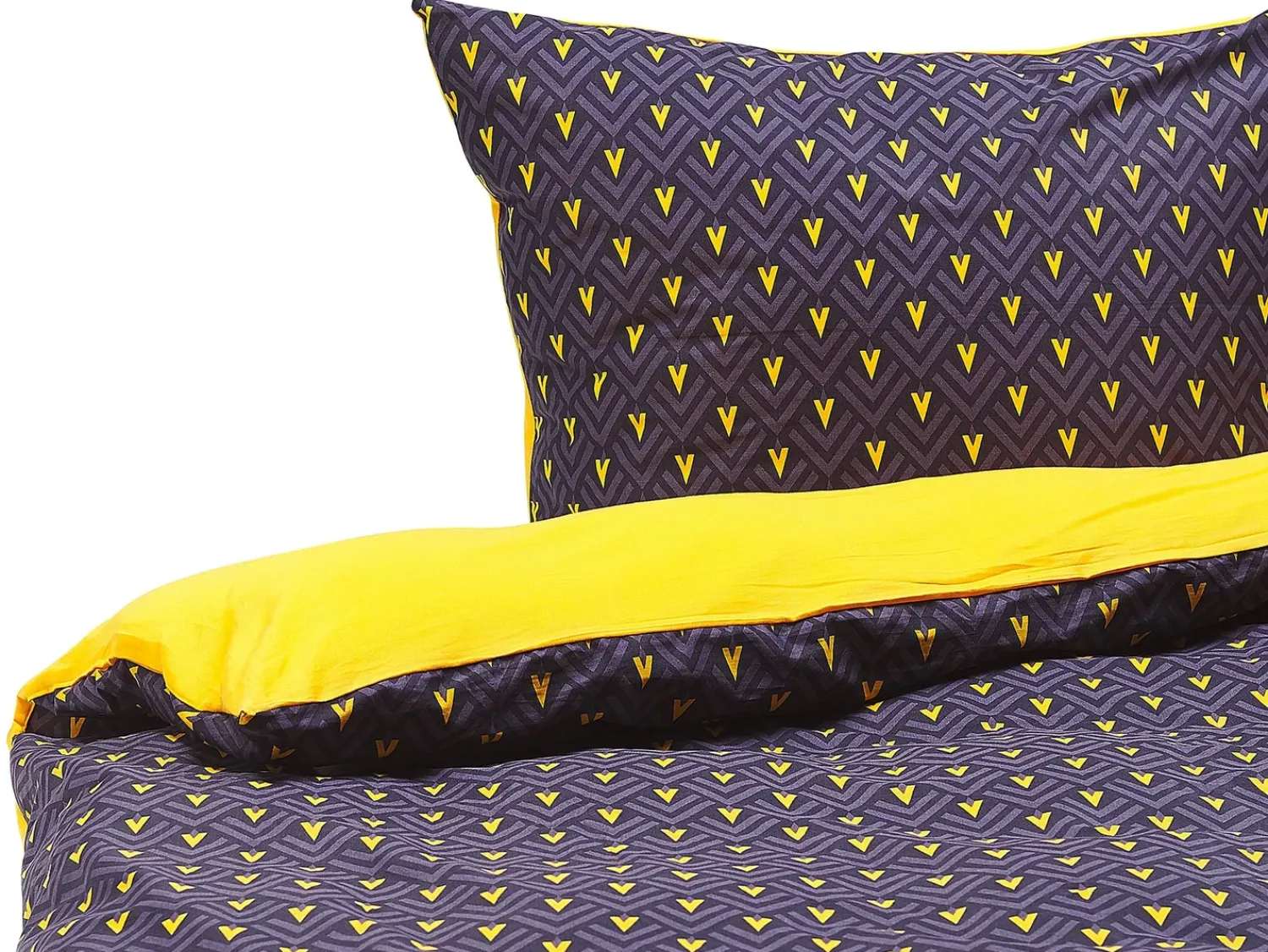 Best Beliani Set Copripiumino WALLINGFORD Raso di Cotone Blu Giallo Blu Viola