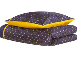 Clearance Beliani Set Copripiumino WALLINGFORD Raso di Cotone Blu Giallo Blu Viola