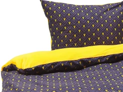Clearance Beliani Set Copripiumino WALLINGFORD Raso di Cotone Blu Giallo Blu Viola