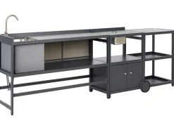 Clearance Beliani Set cucina da esterno con lavello ORTISEI Metallo grafite Grigio