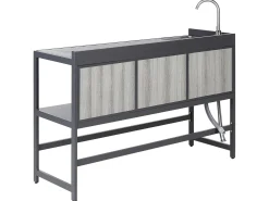 Clearance Beliani Set cucina da esterno con lavello ORTISEI Metallo grafite Grigio