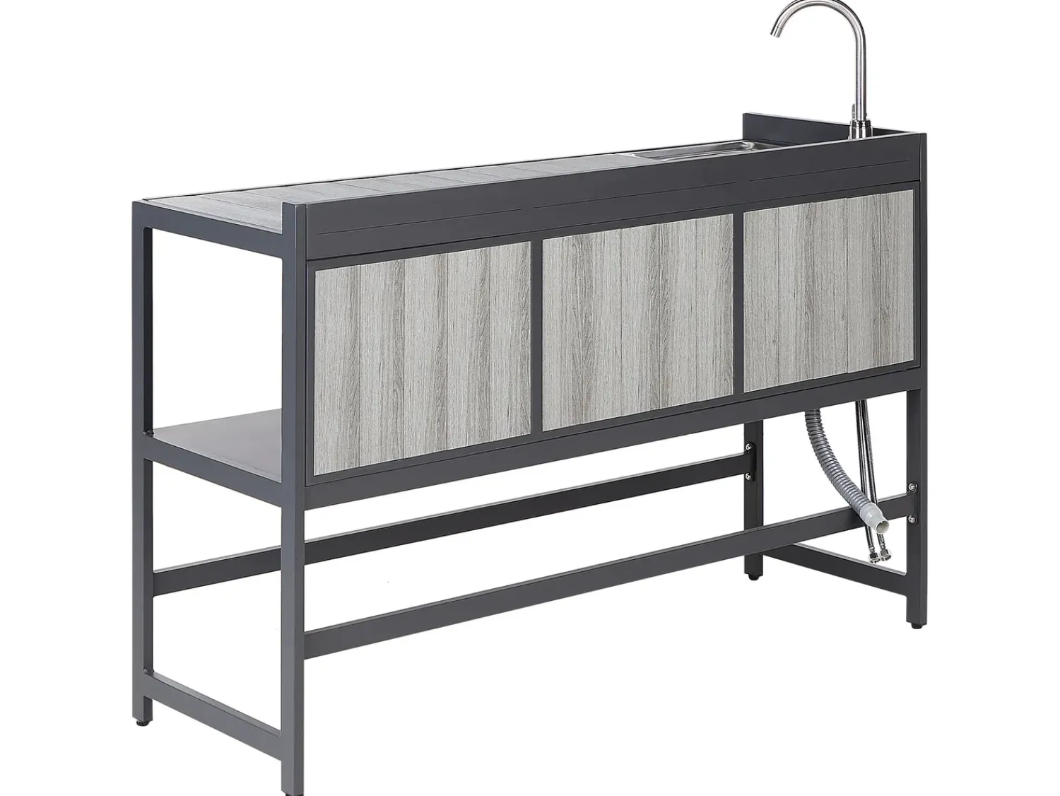 Clearance Beliani Set cucina da esterno con lavello ORTISEI Metallo grafite Grigio