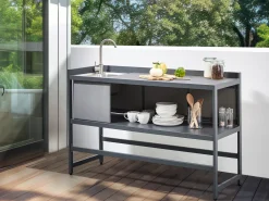 Clearance Beliani Set cucina da esterno con lavello ORTISEI Metallo grafite Grigio