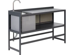 Clearance Beliani Set cucina da esterno con lavello ORTISEI Metallo grafite Grigio