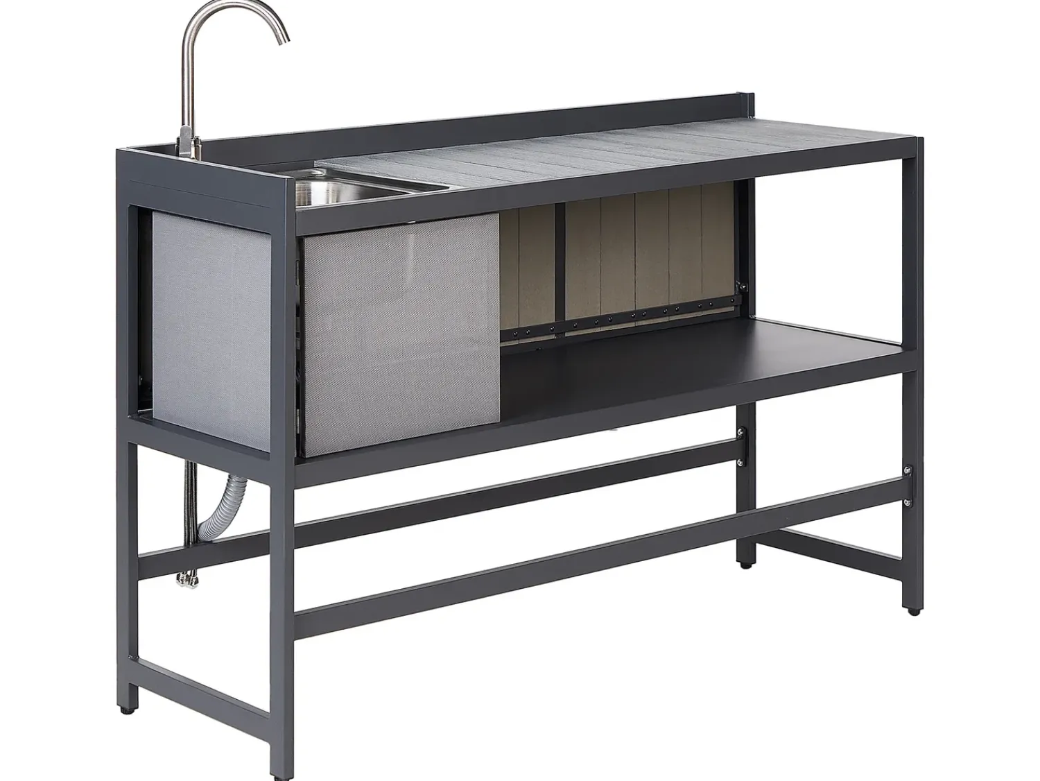 Clearance Beliani Set cucina da esterno con lavello ORTISEI Metallo grafite Grigio