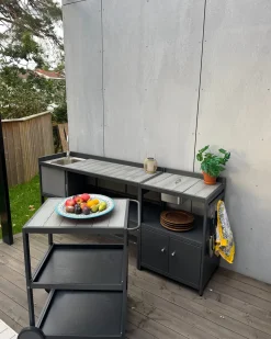 Clearance Beliani Set cucina da esterno con lavello ORTISEI Metallo grafite Grigio