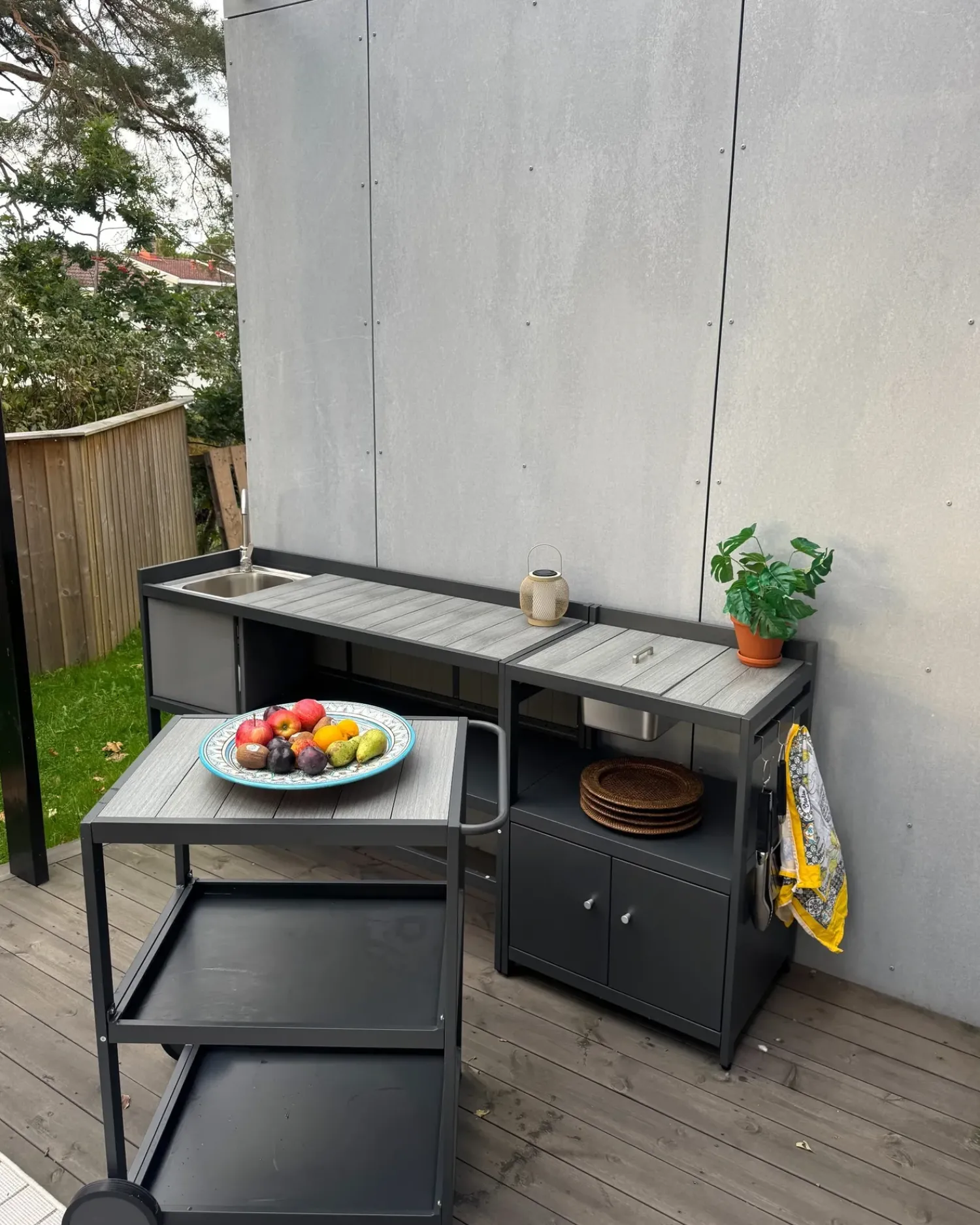 Clearance Beliani Set cucina da esterno con lavello ORTISEI Metallo grafite Grigio