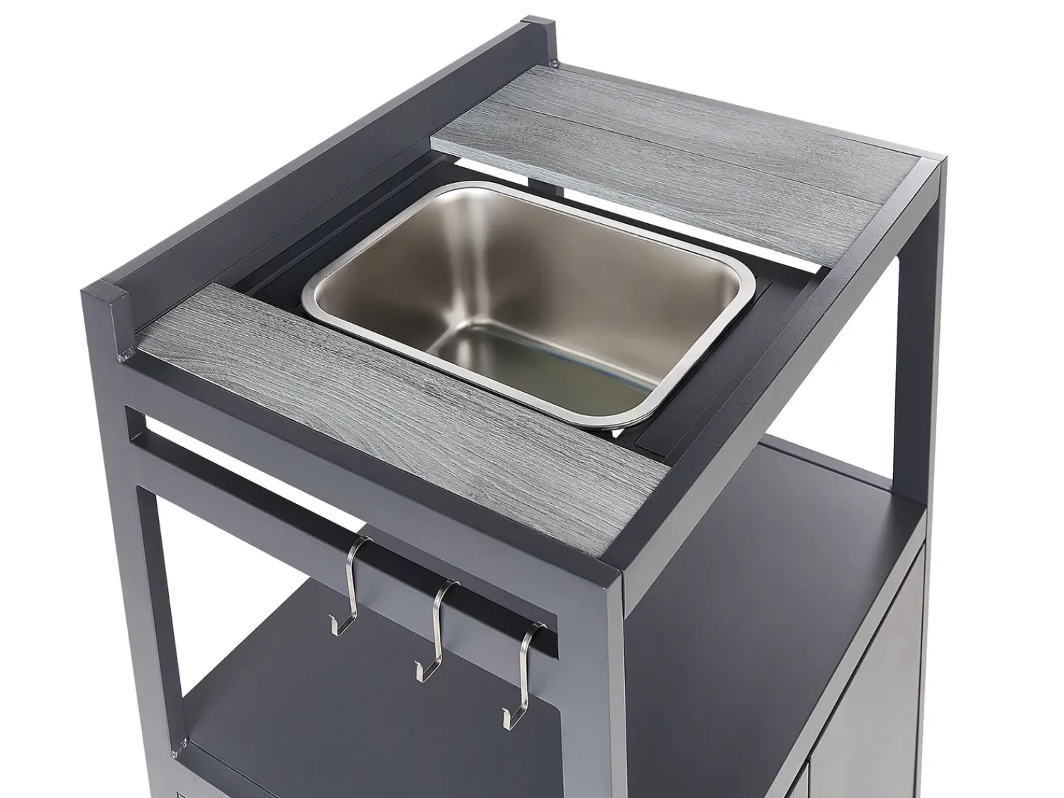 Clearance Beliani Set cucina da esterno con lavello ORTISEI Metallo grafite Grigio