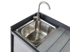 Clearance Beliani Set cucina da esterno con lavello ORTISEI Metallo grafite Grigio
