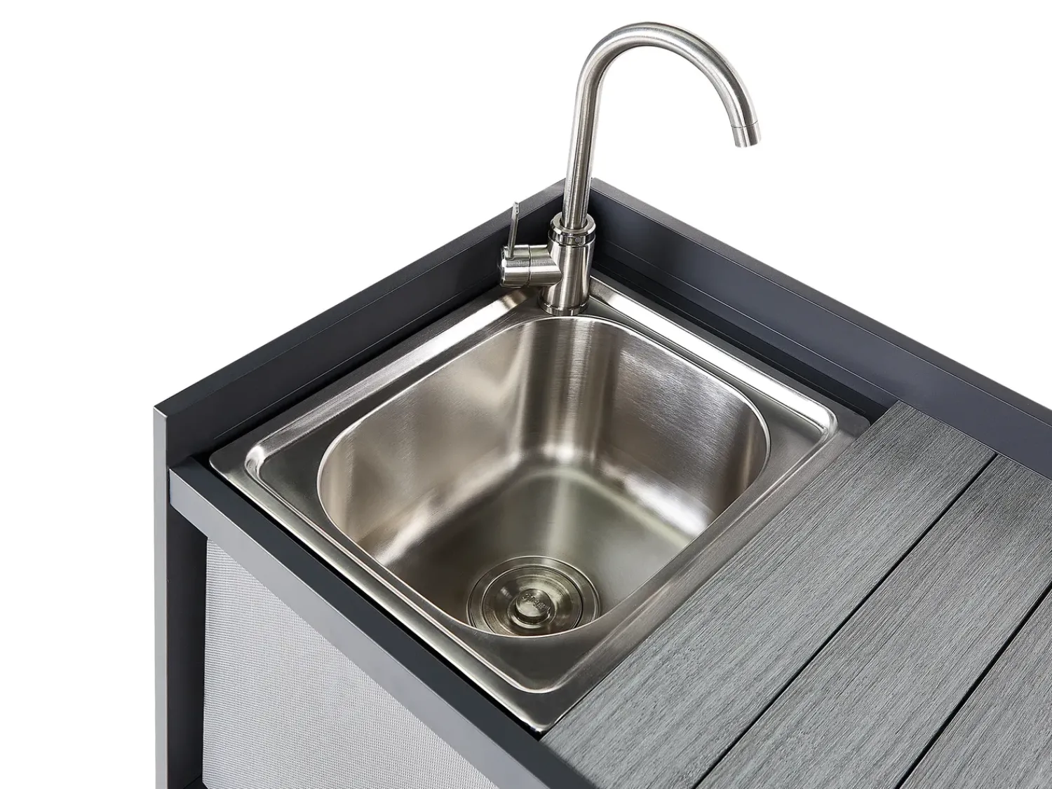 Clearance Beliani Set cucina da esterno con lavello ORTISEI Metallo grafite Grigio