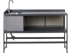 Clearance Beliani Set cucina da esterno con lavello ORTISEI Metallo grafite Grigio