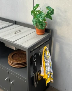 Clearance Beliani Set cucina da esterno con lavello ORTISEI Metallo grafite Grigio