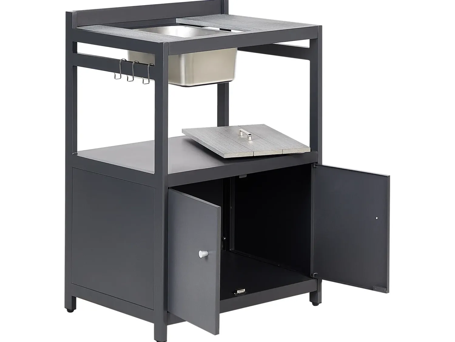 Clearance Beliani Set cucina da esterno con lavello ORTISEI Metallo grafite Grigio