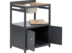 Beliani Set cucina da esterno con lavello ORTISEI Metallo Marrone chiaro Grigio Marrone
